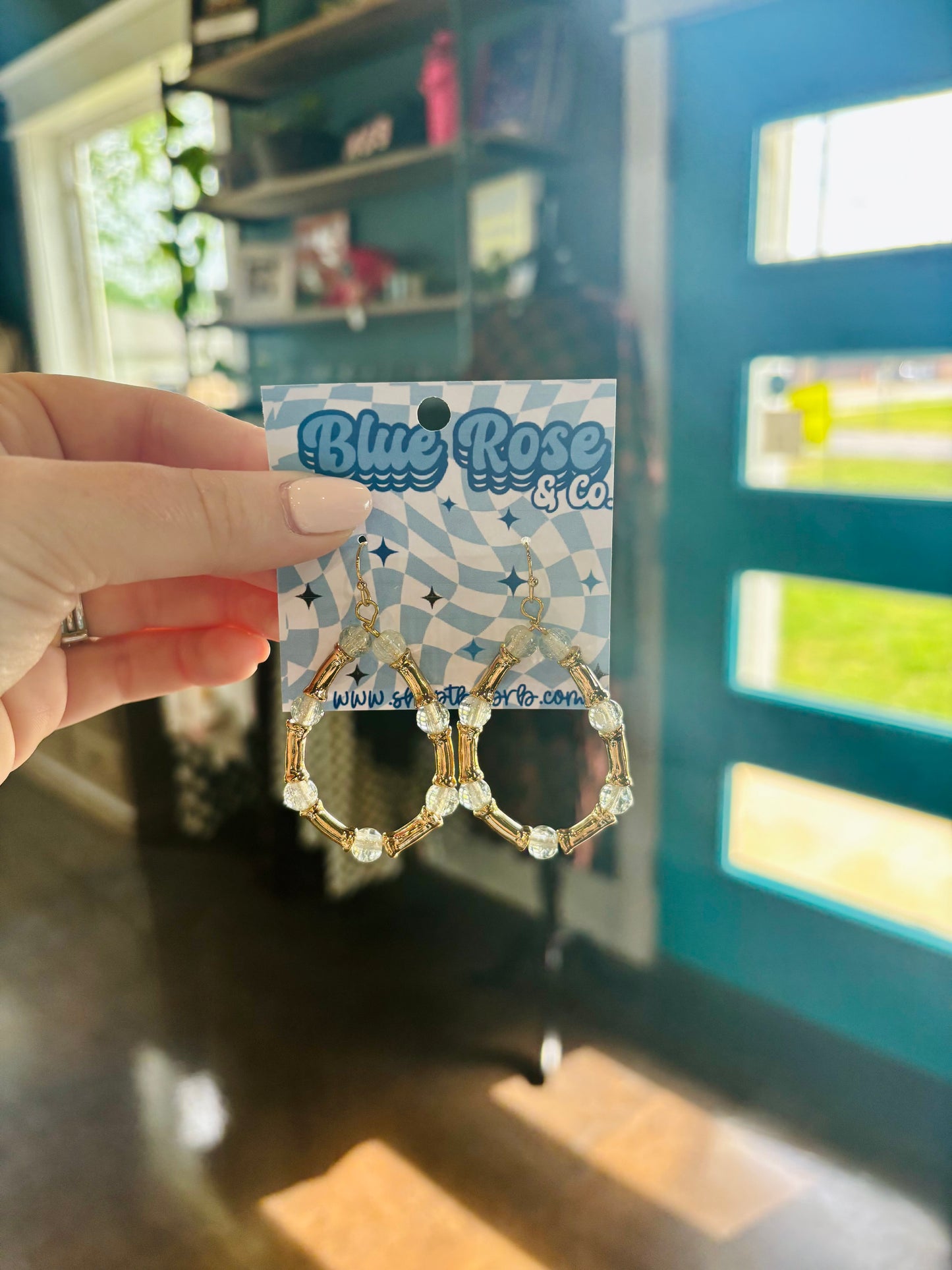 Beaded Metal Teardrop Earrings (Multiple Colors)