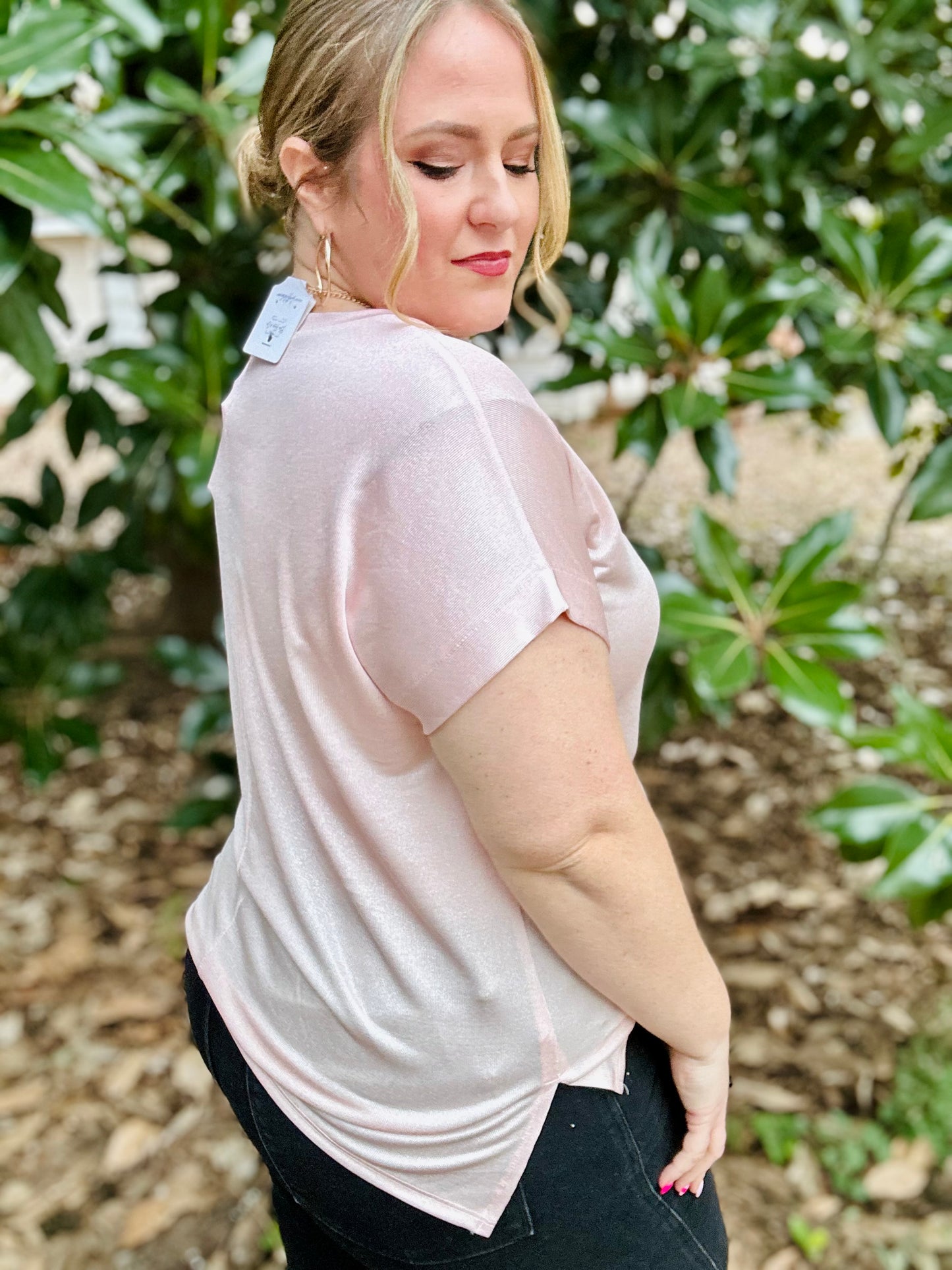 Chelsey Shimmer Pocket Tee (Multiple Colors)
