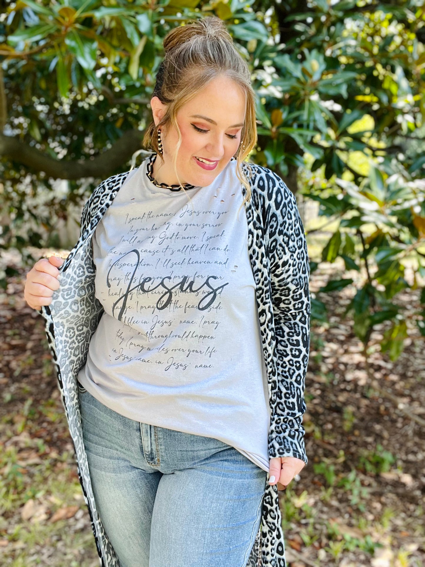 Speak the Name of Jesus  Distressed Graphic Tee