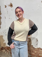 Puff Sleeve Urban Ribbed Color Block Top