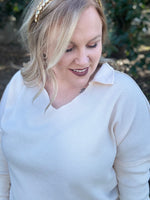 Cora Collared Ivory Knit Top