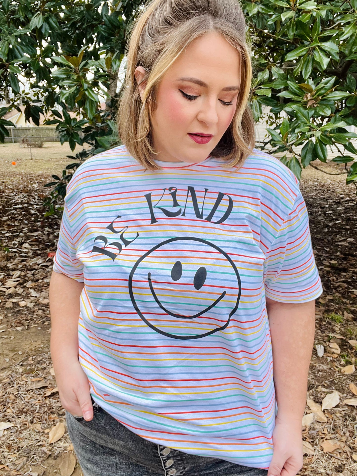 Be Kind Striped Graphic Tee