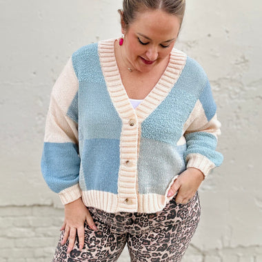 Abby Blue Block Cardigan