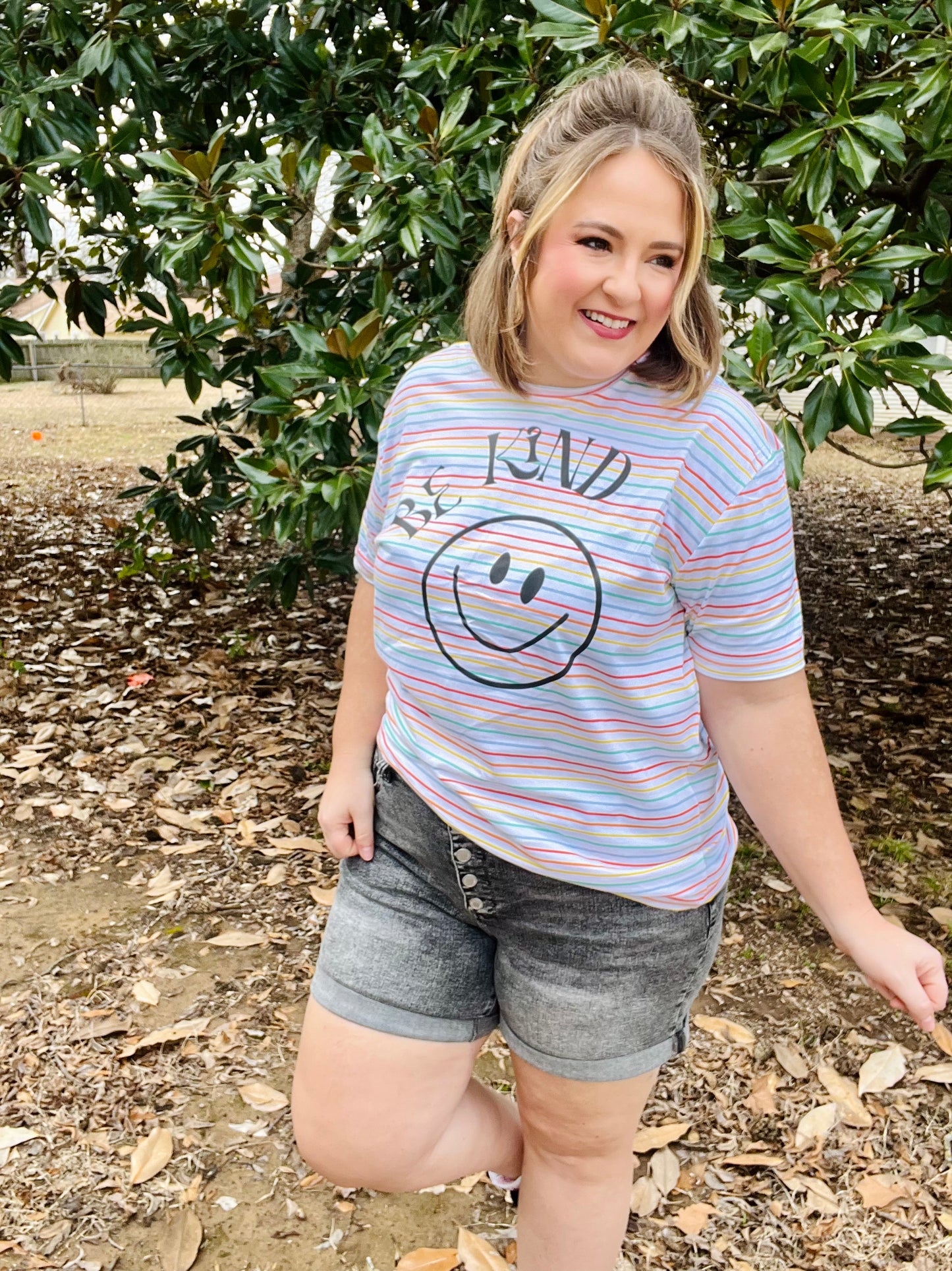 Be Kind Striped Graphic Tee