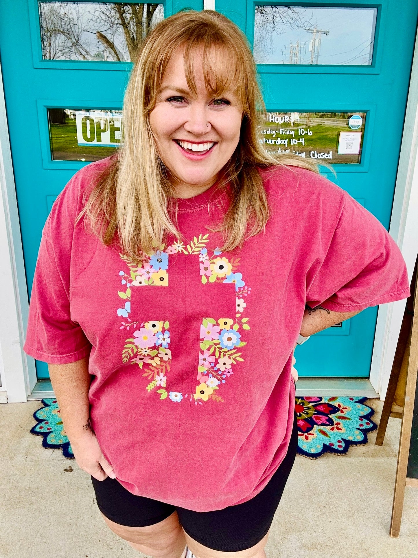 Floral Cross Tee on Comfort Colors