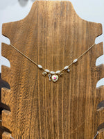 Dainty Gold Pearl Charm Necklace