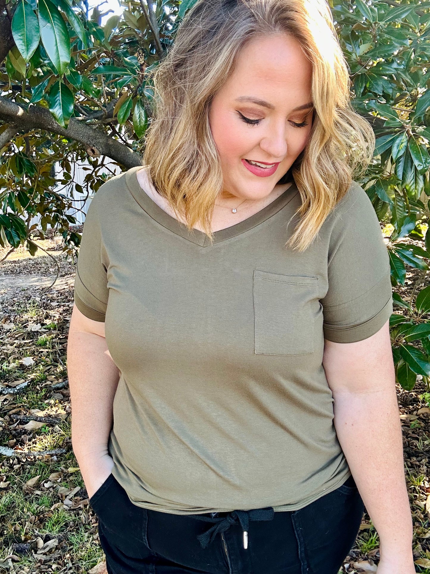 Jess Solid Color Pocket Tee (Multiple Colors)