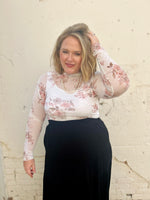 Ivory Floral Mesh Top