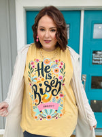 He Is Risen Floral Tee on Comfort Colors