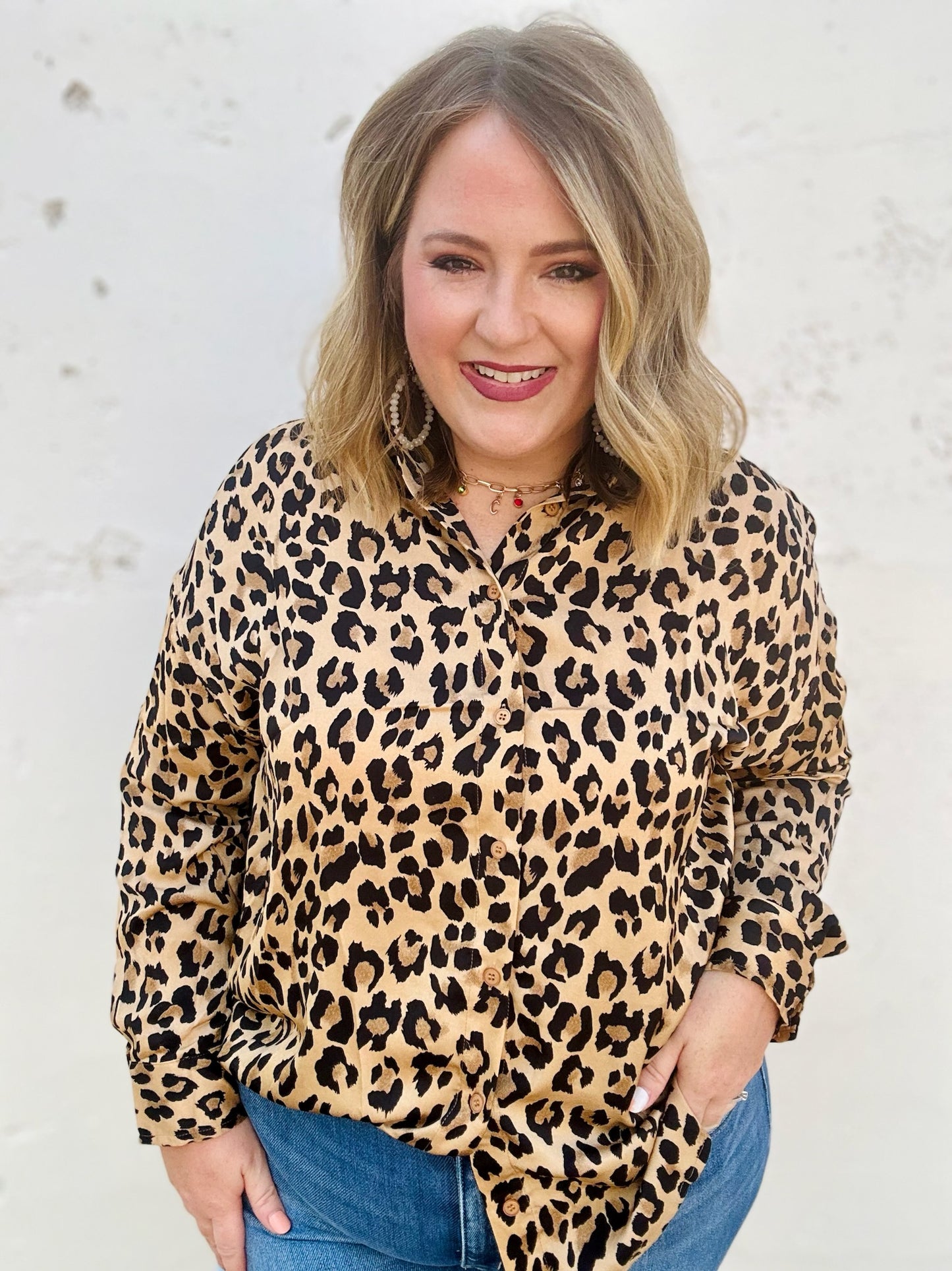 Leopard Print Long sleeve Button Up