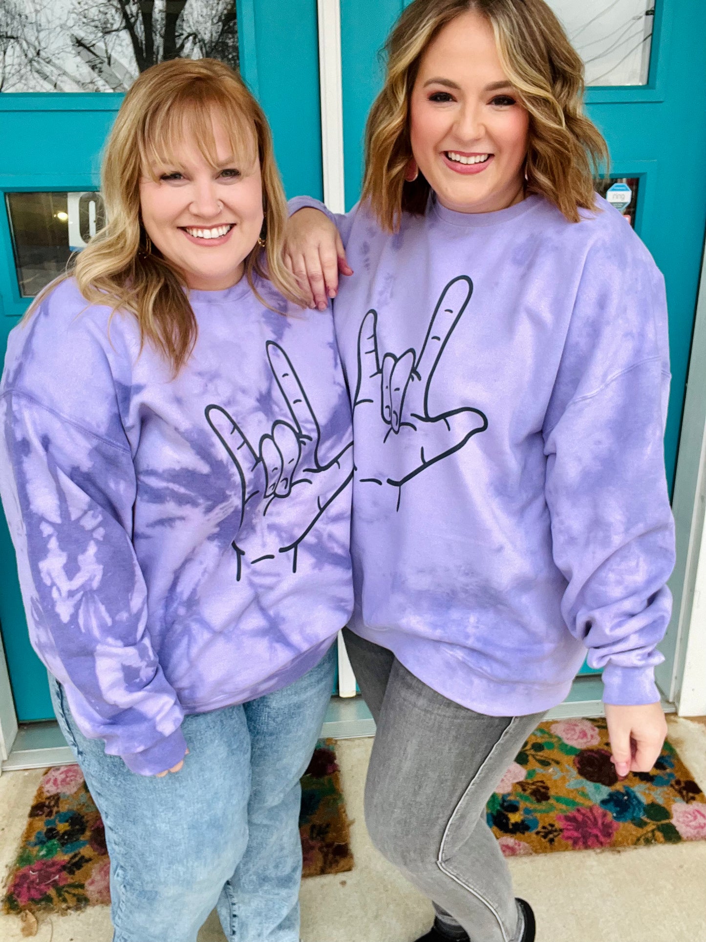 ASL Love Hand Dyed Sweatshirt in Purple