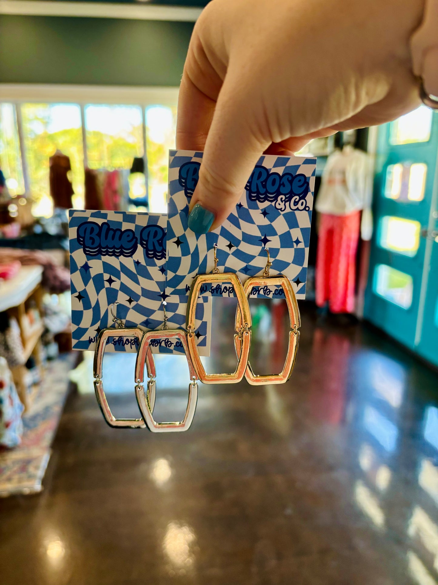 Metal Drop Geometric Hoops
