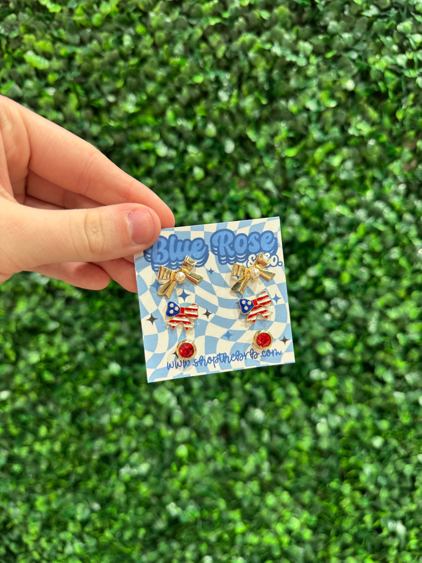 Patriotic Gold Earring Stack