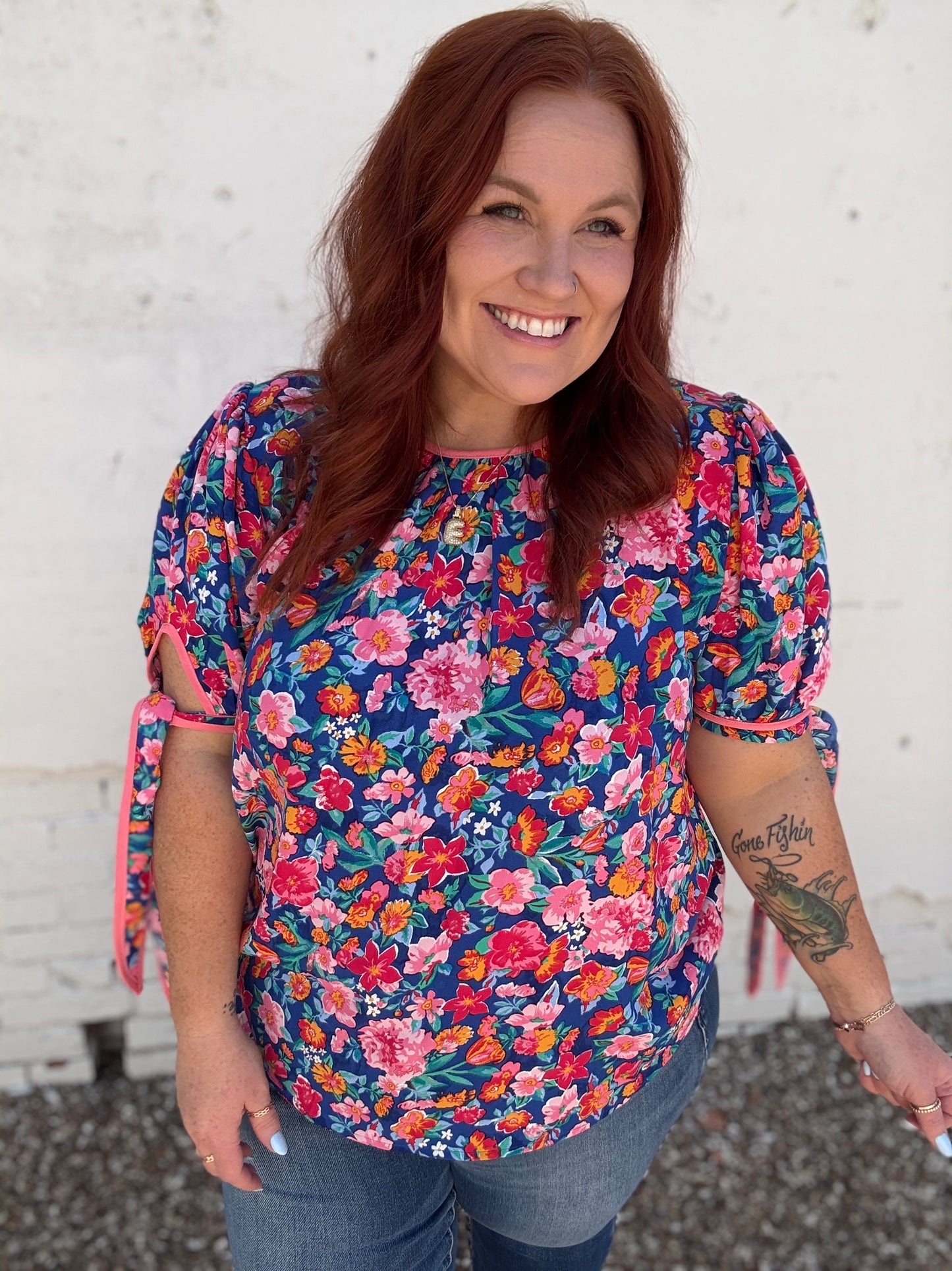 Kandi Pink Mix Floral Top