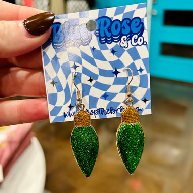 Christmas Light Drop Earrings in Green