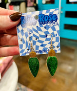 Christmas Light Drop Earrings in Green