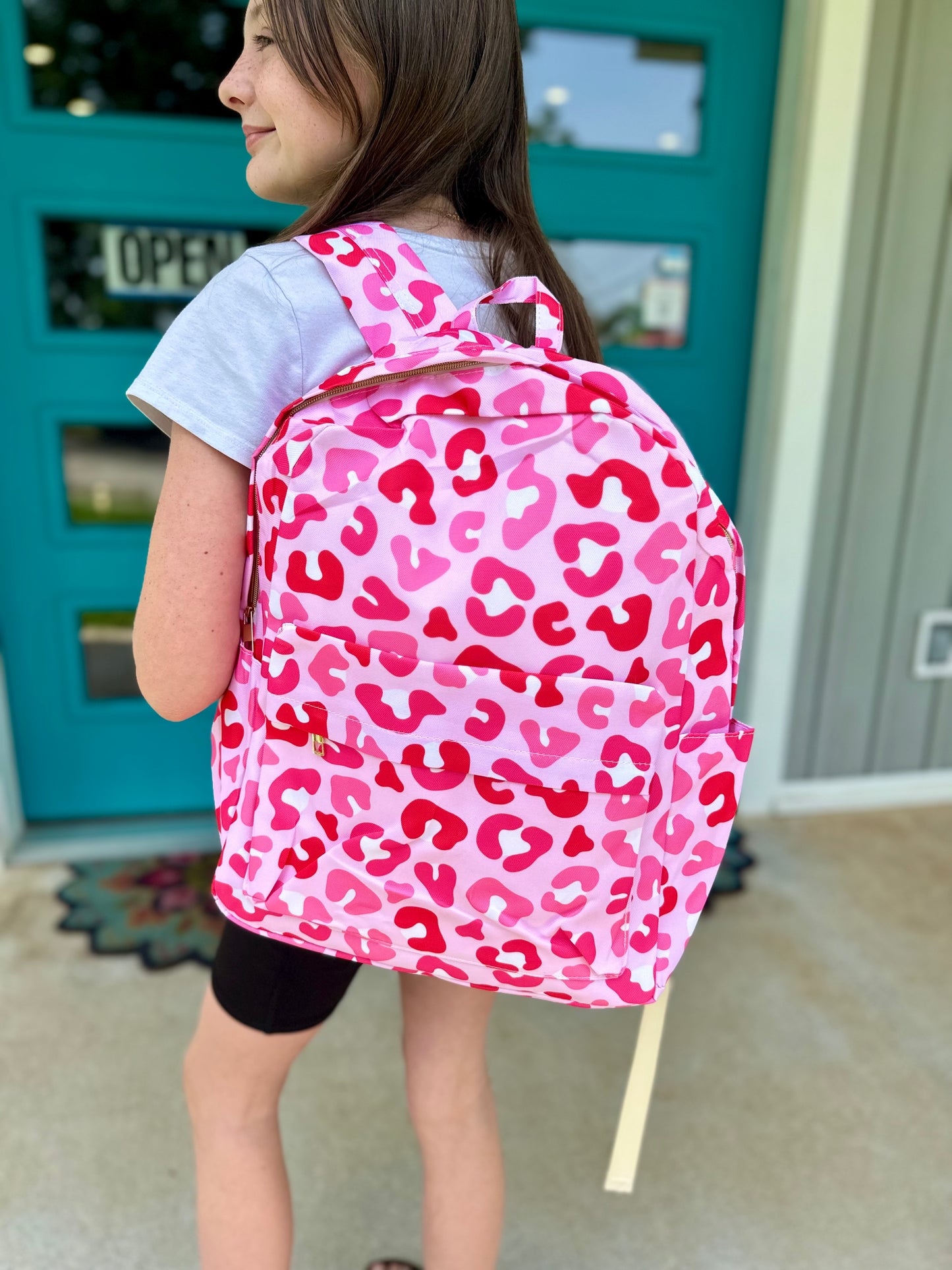 Pink Leopard School Backpack