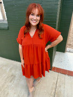 Brooke Tiered Rust Dress