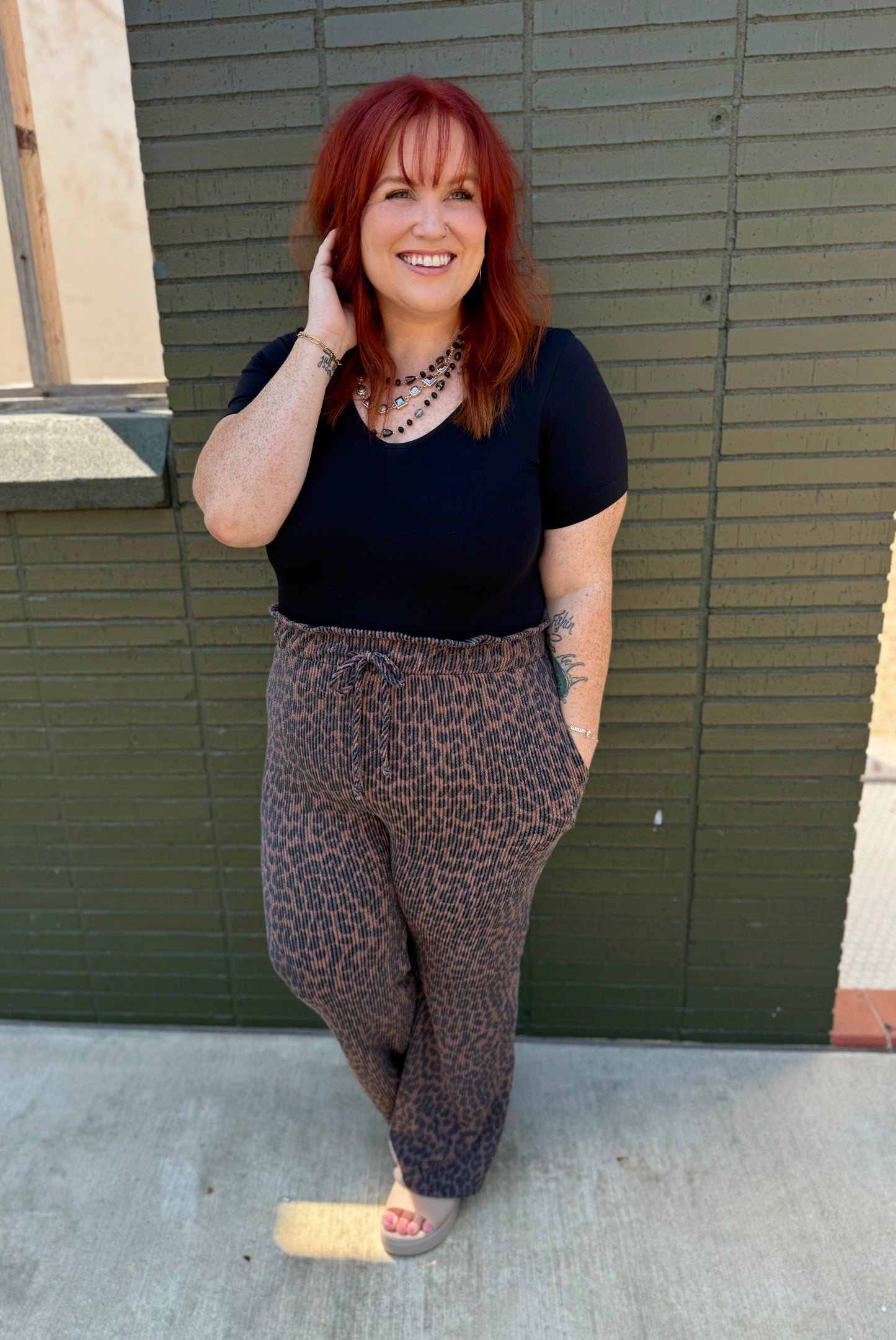 Leopard Urban Ribbed Casual Pants