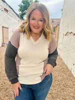Puff Sleeve Urban Ribbed Color Block Top