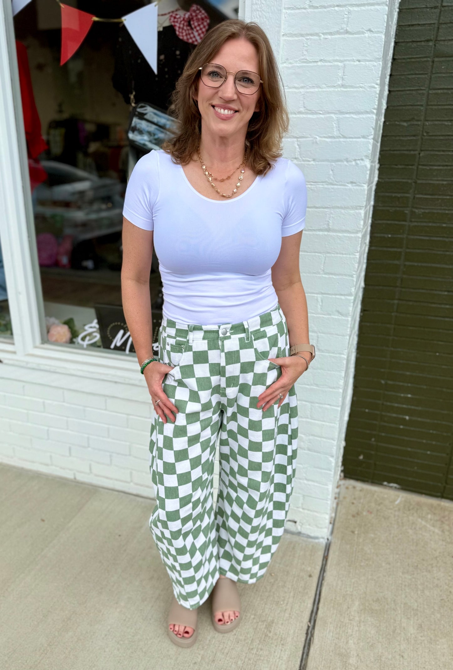 Olivia Checkered Barrel Pants