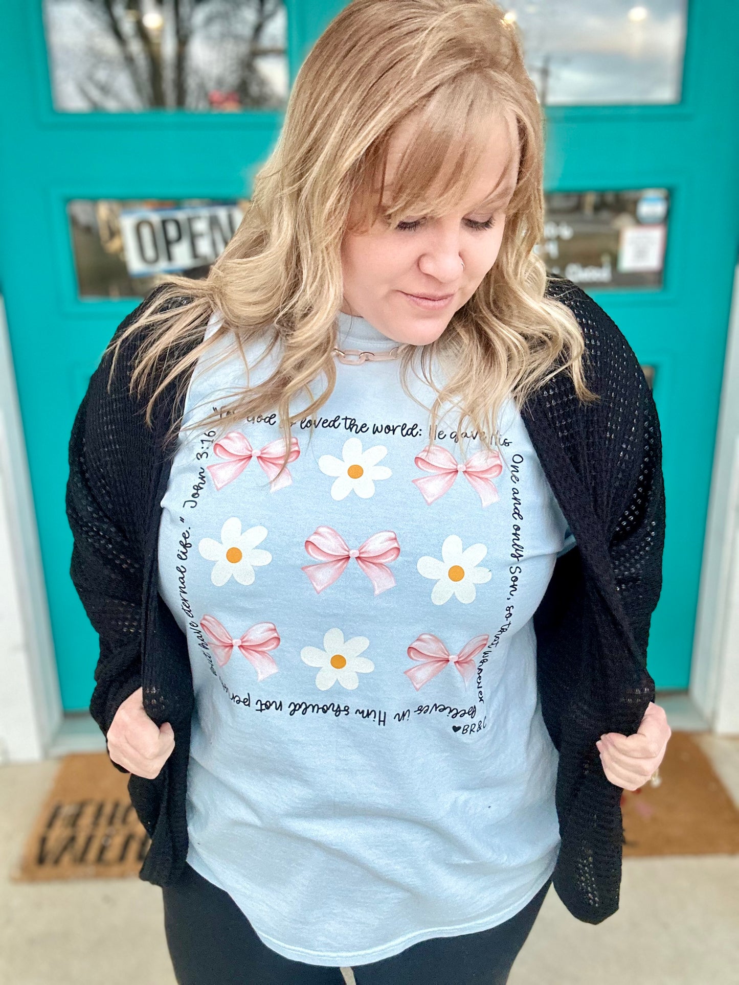 John 3:16 Bow Tee on Comfort Color