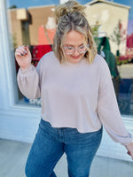 Sabrina Ribbed Top In Taupe