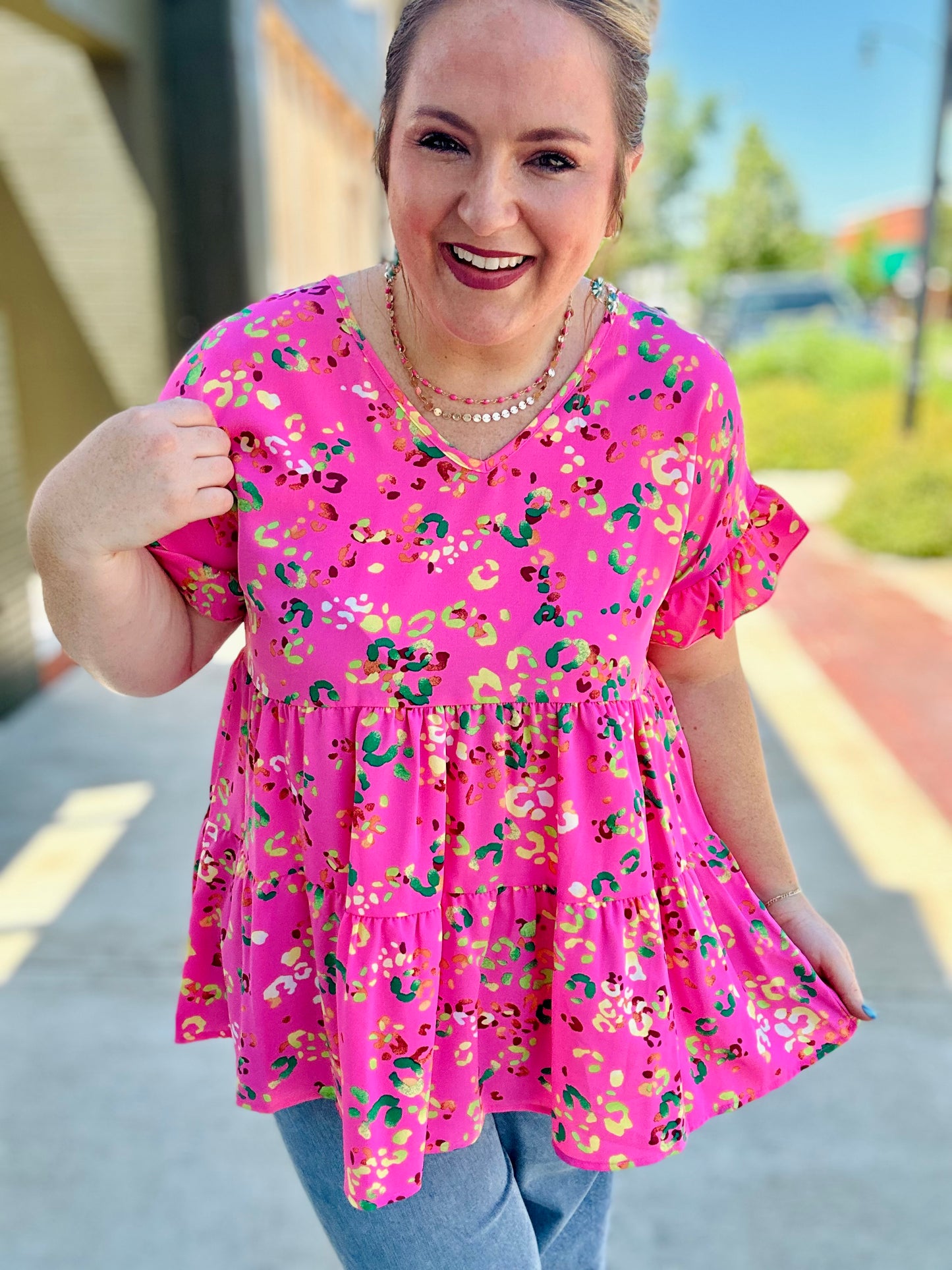 Mitzi Animal Print Top in Pink