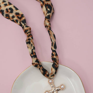 Leopard Charm Scarf Necklace