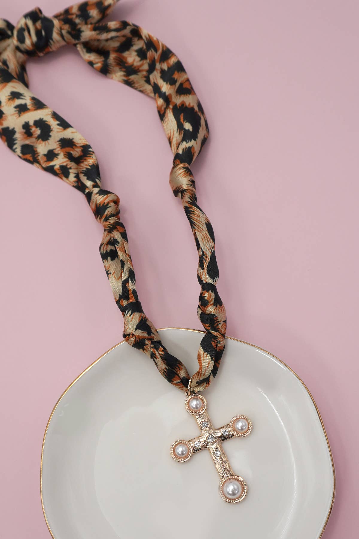 Leopard Charm Scarf Necklace
