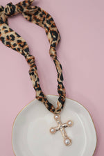 Leopard Charm Scarf Necklace