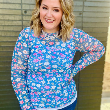 Bloom & Blue Mesh Top