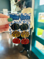 Linked Glitter Pumpkin Earrings
