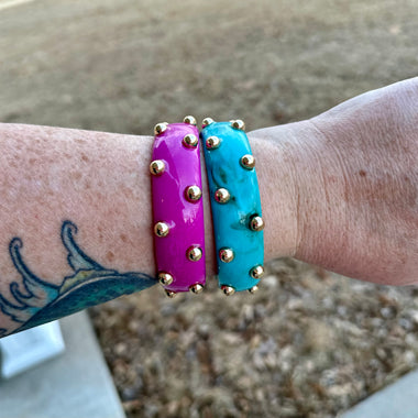 Gold Studded Bangle (Multiple Colors)