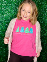 Merry Christmas Trees on Pink CC