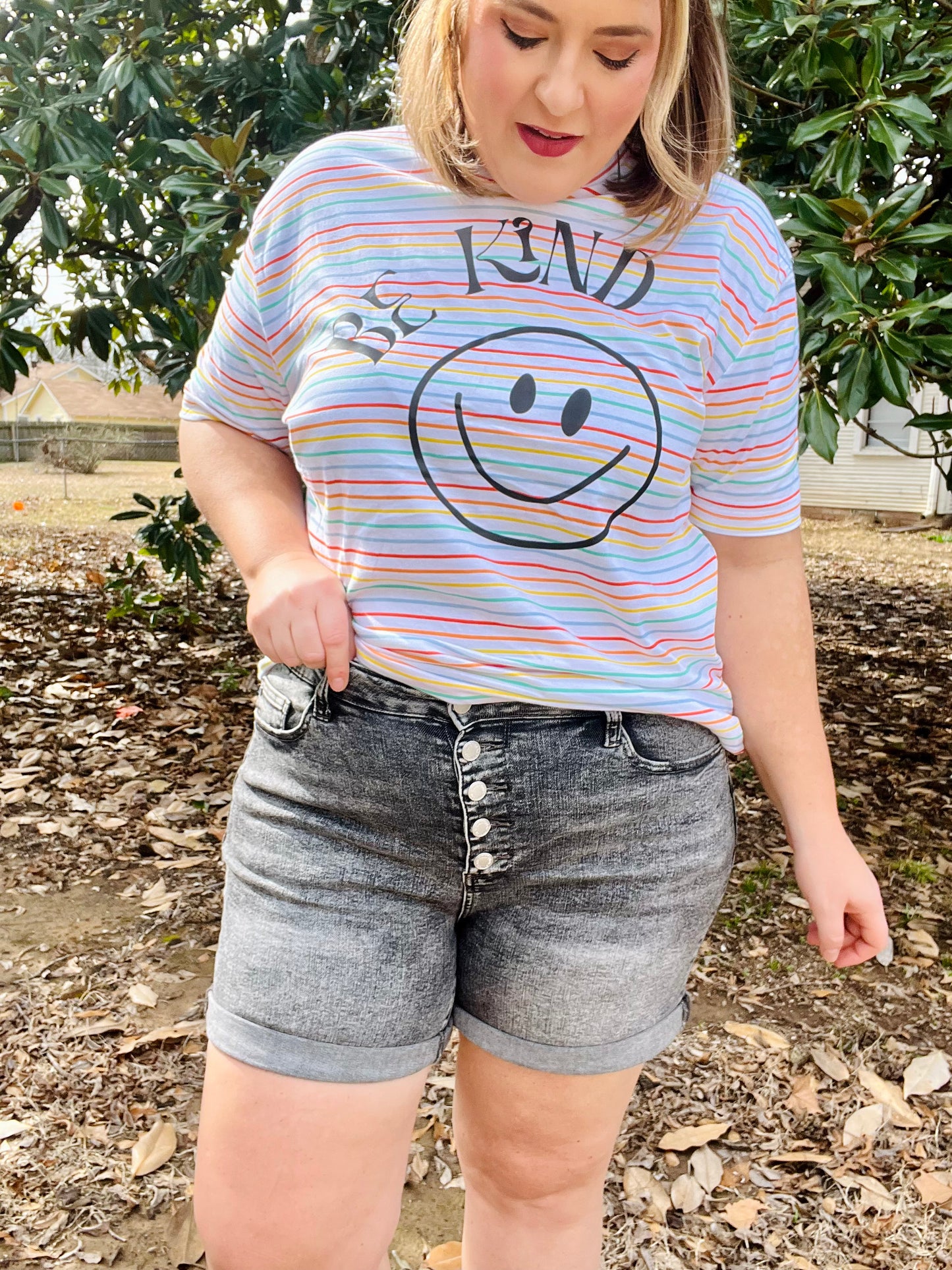 Be Kind Striped Graphic Tee