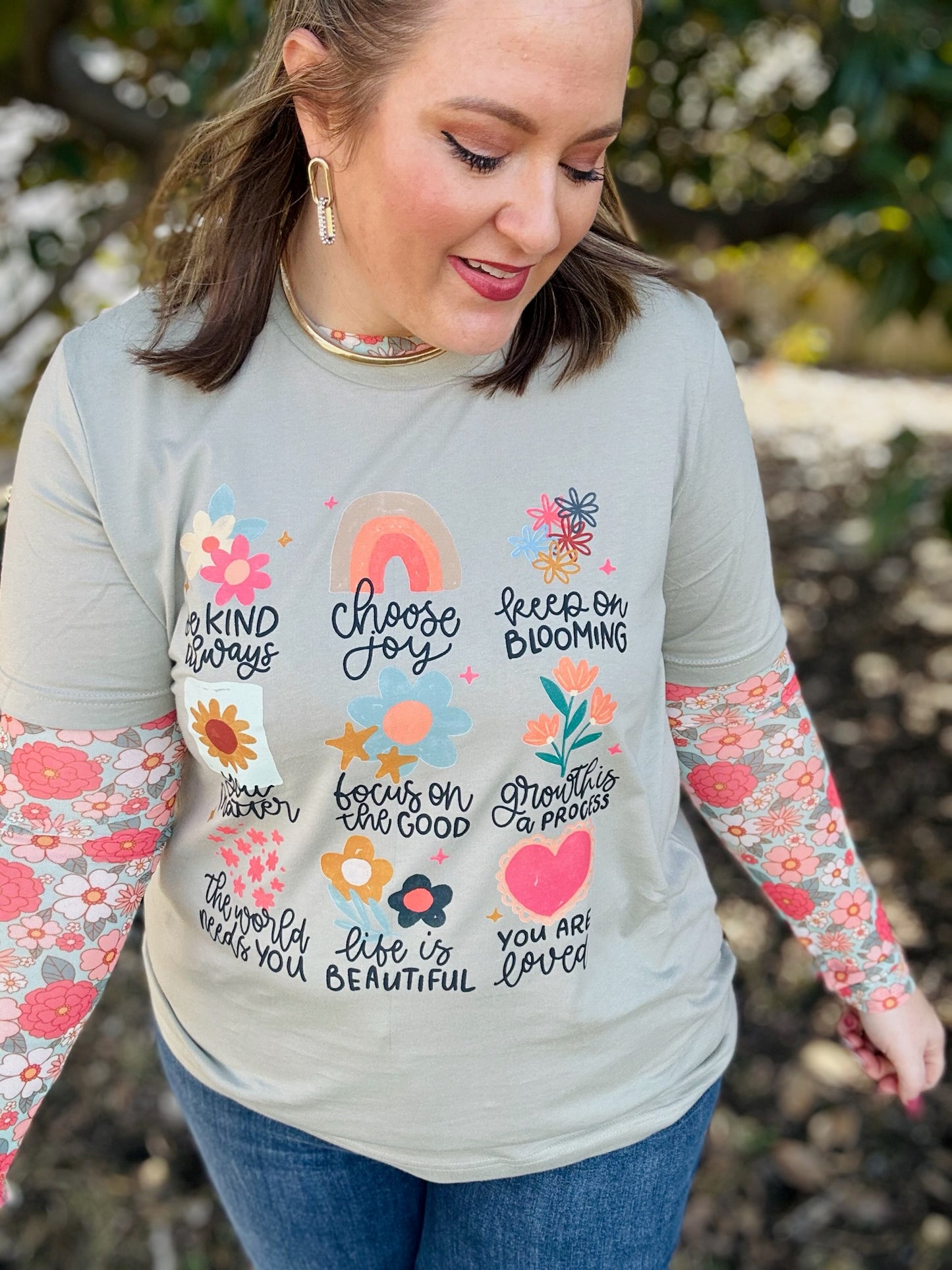 Positive Affirmations Floral Tee