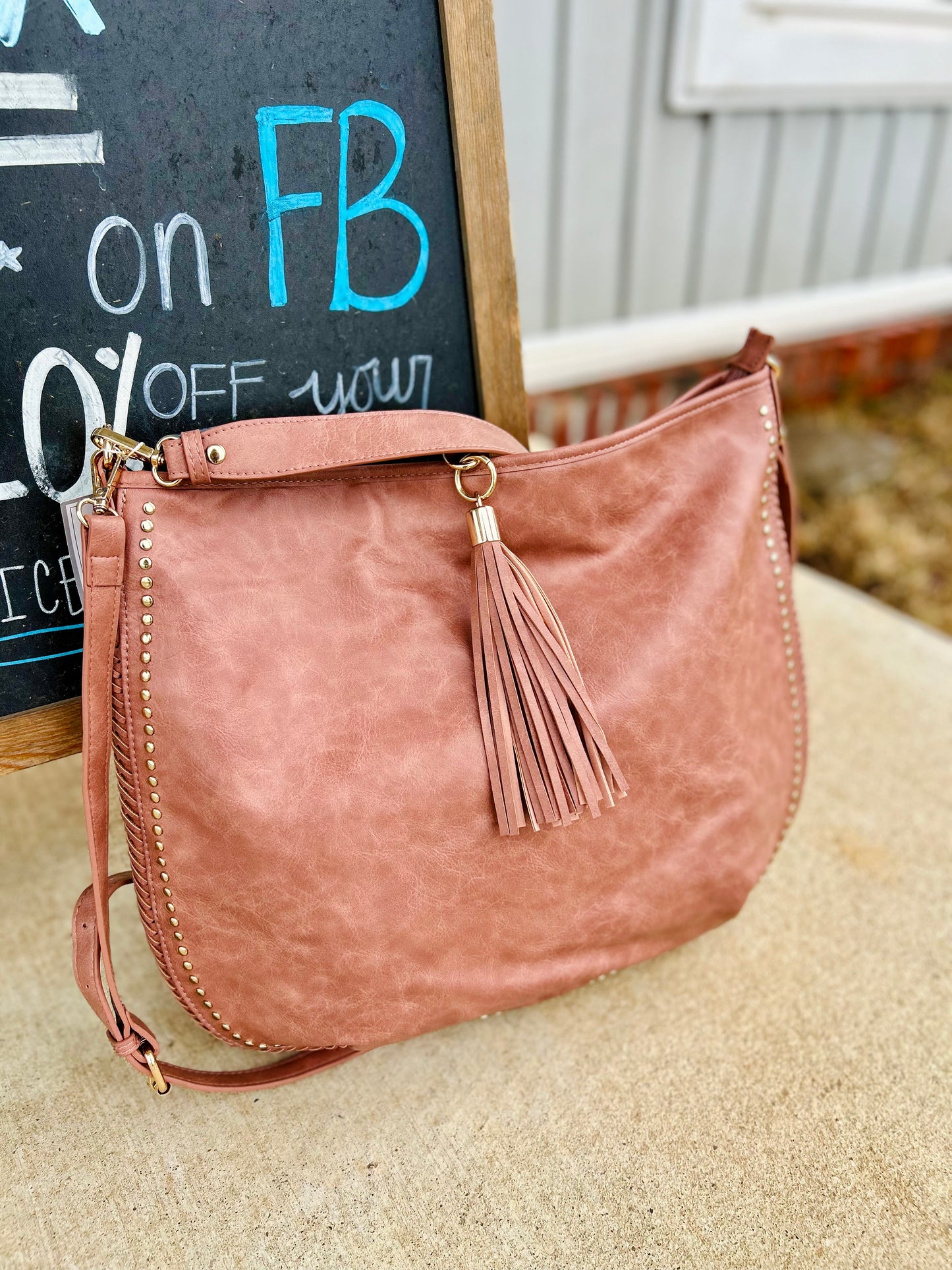 Cindy Studded Oversized Bag in Mauve