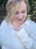 Cora Collared Ivory Knit Top