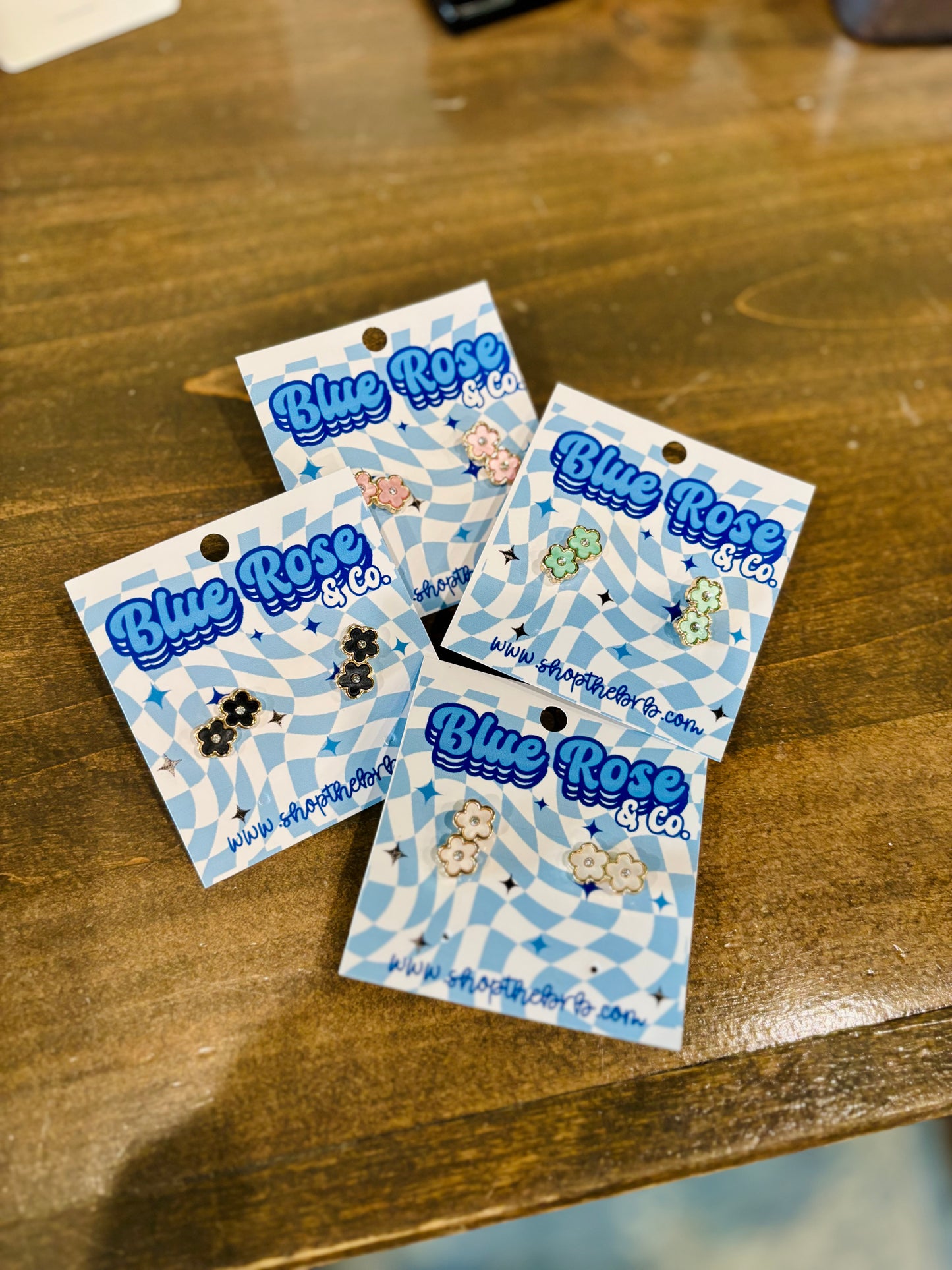 Stacked Flower Stud Earrings (Multiple Colors)