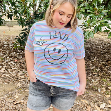 Be Kind Striped Graphic Tee