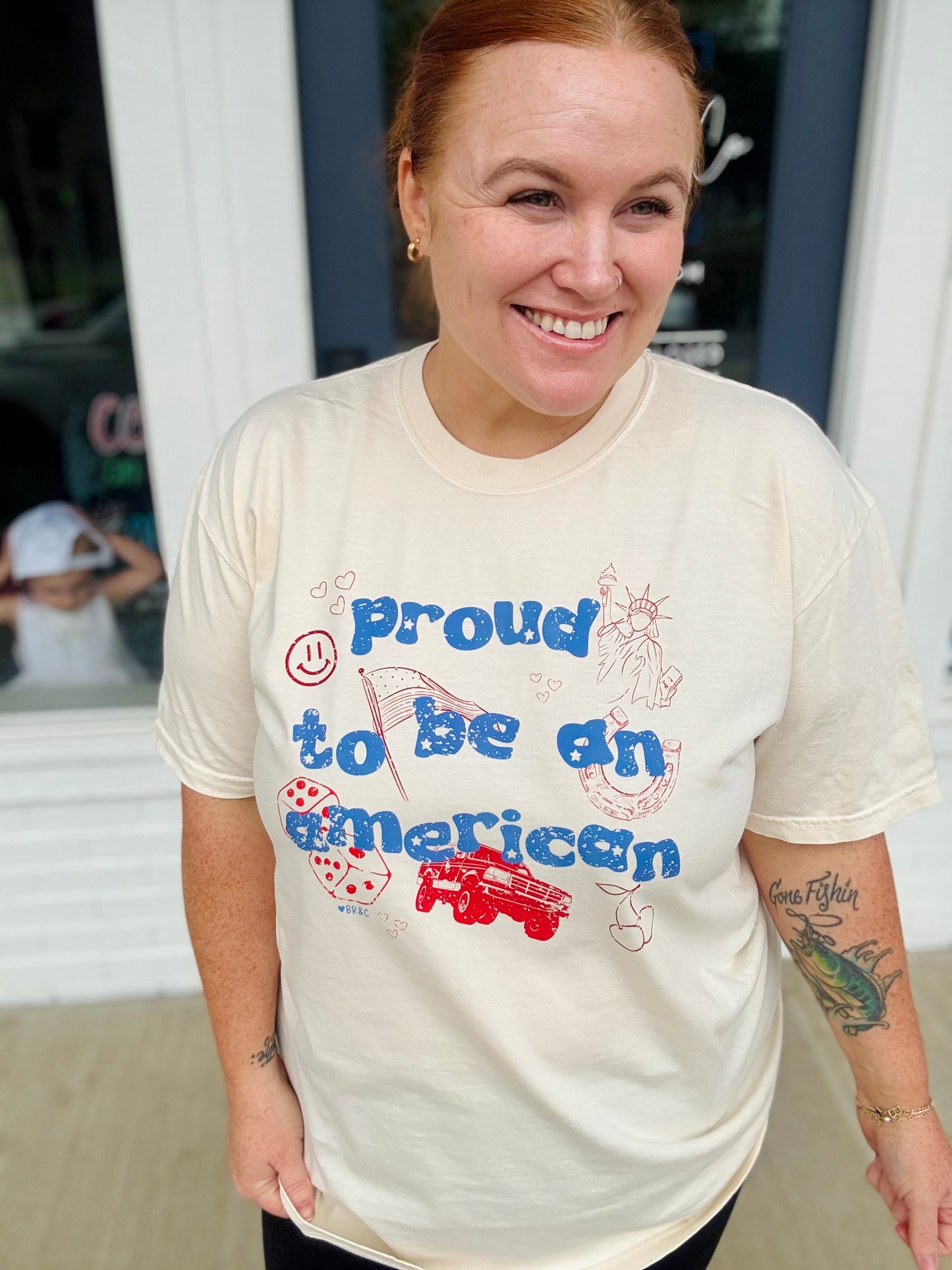Proud to be American Doodle Tee on Comfort Colors