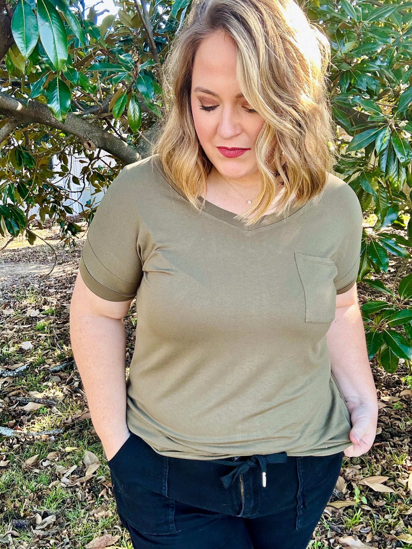 Jess Solid Color Pocket Tee (Multiple Colors)