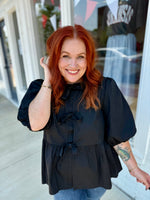 Emily Black Bow Top