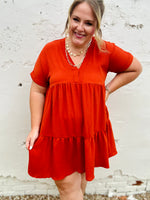 Brooke Tiered Rust Dress