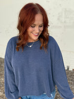 Sabrina Ribbed Top In Blue