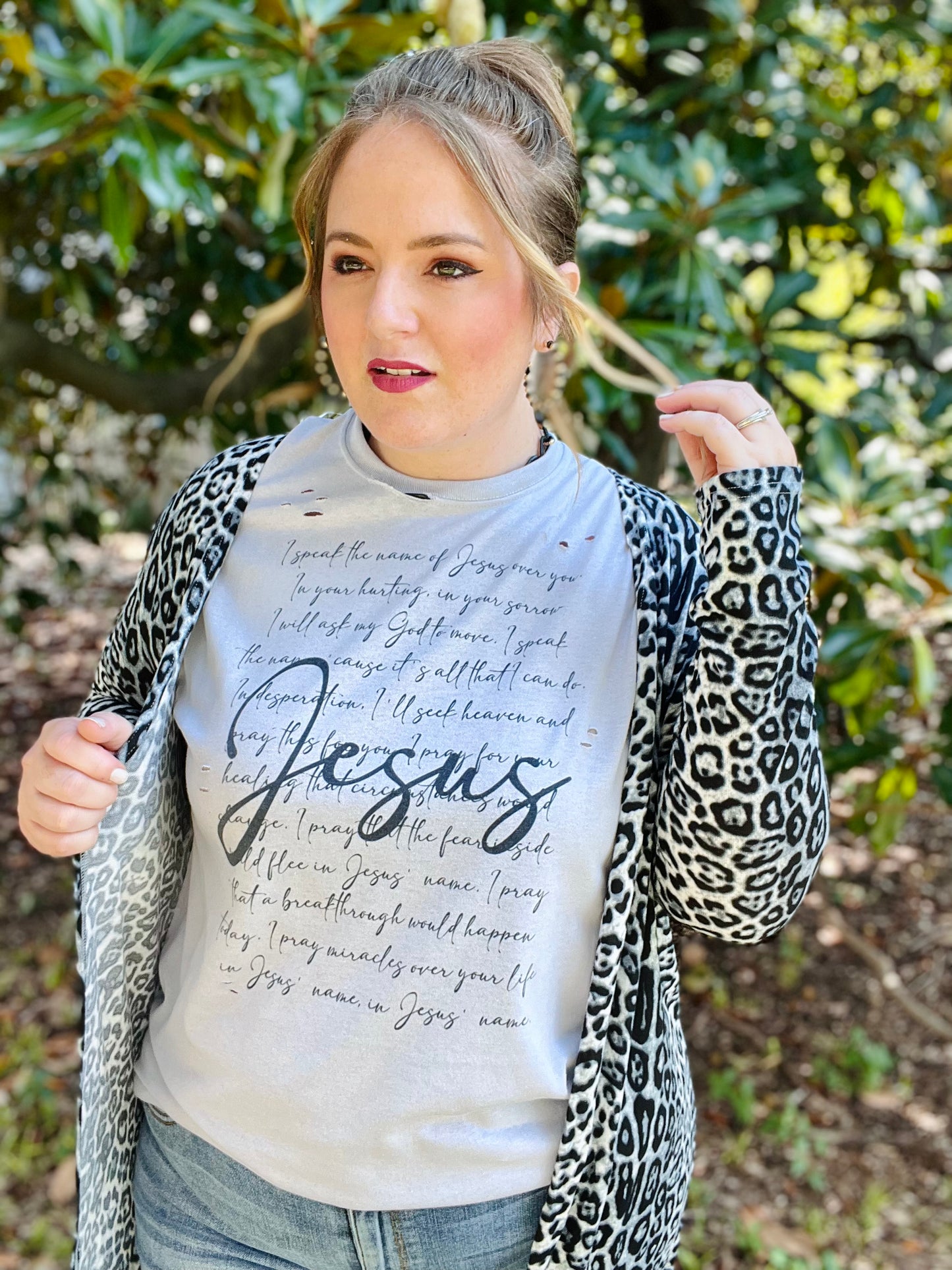 Speak the Name of Jesus  Distressed Graphic Tee