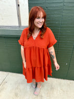 Brooke Tiered Rust Dress