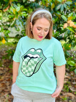 Loud Mouth Checkered on Sage Comfort Color