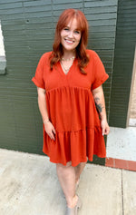 Brooke Tiered Rust Dress